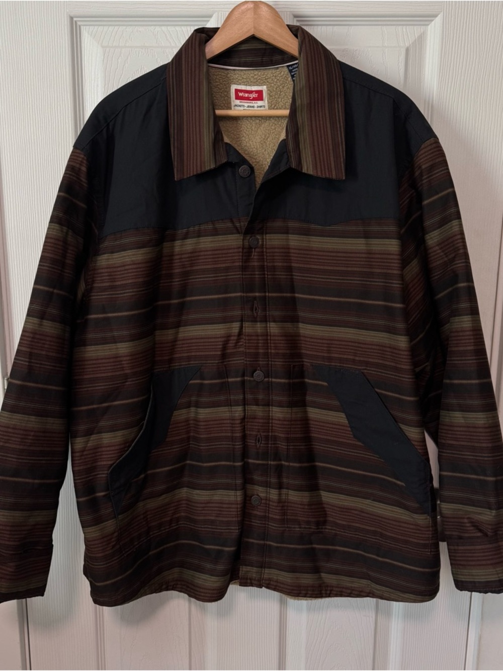 Wrangler Men's Brown Striped Button Front Jacket Size XL
